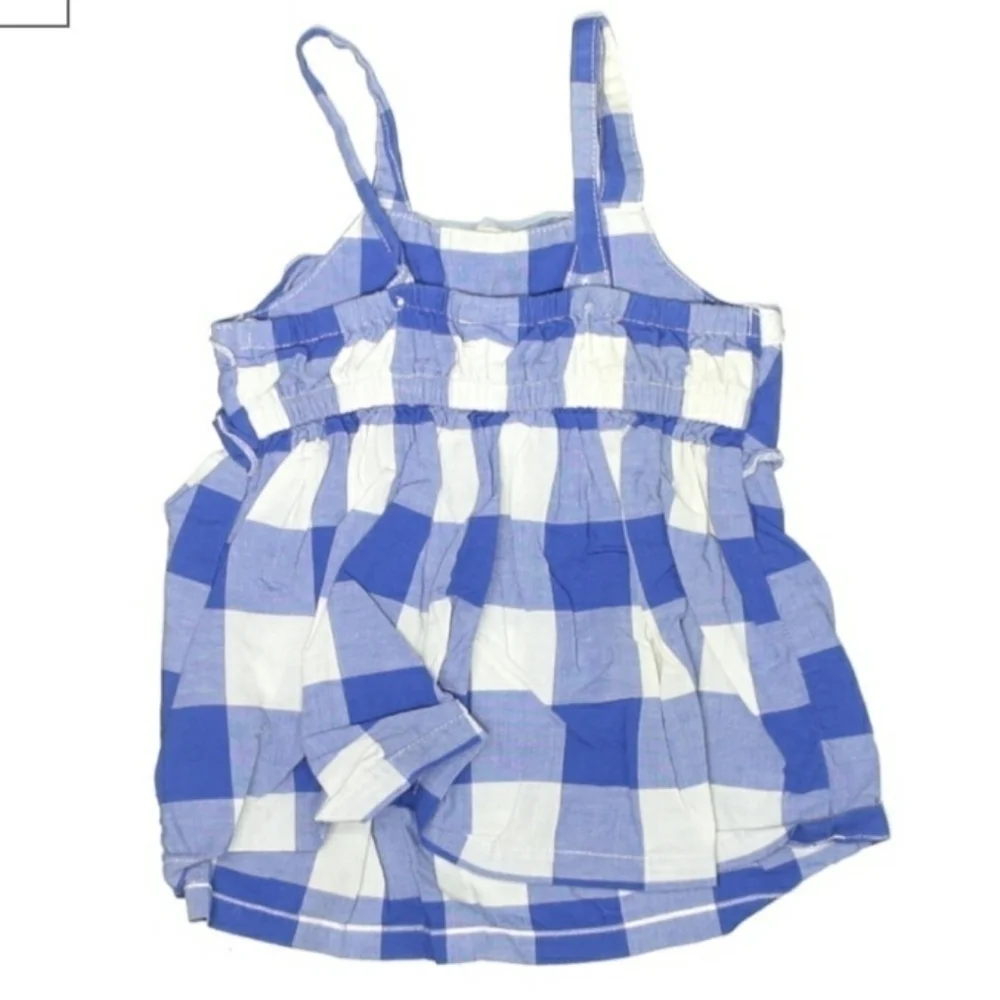 👗 Carter's Blue White Plaid Dress 3M Strap Ruffle